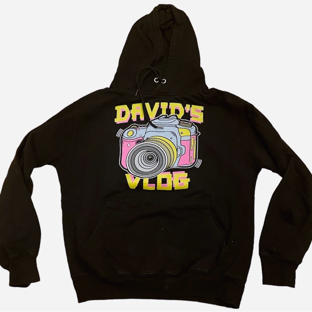 David Dobrik You Tube Vlog Squad Sweatshirt Black S Camera Multicolor